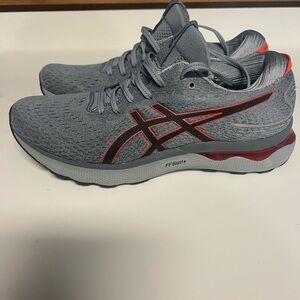 ASICS Men's Athletic Shoes in Gray with Red Accents